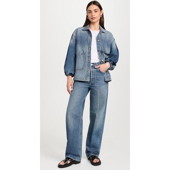 The Great The Blouson Sleeve Chore Denim Jean Jacket size L large - Picture 6 of 6